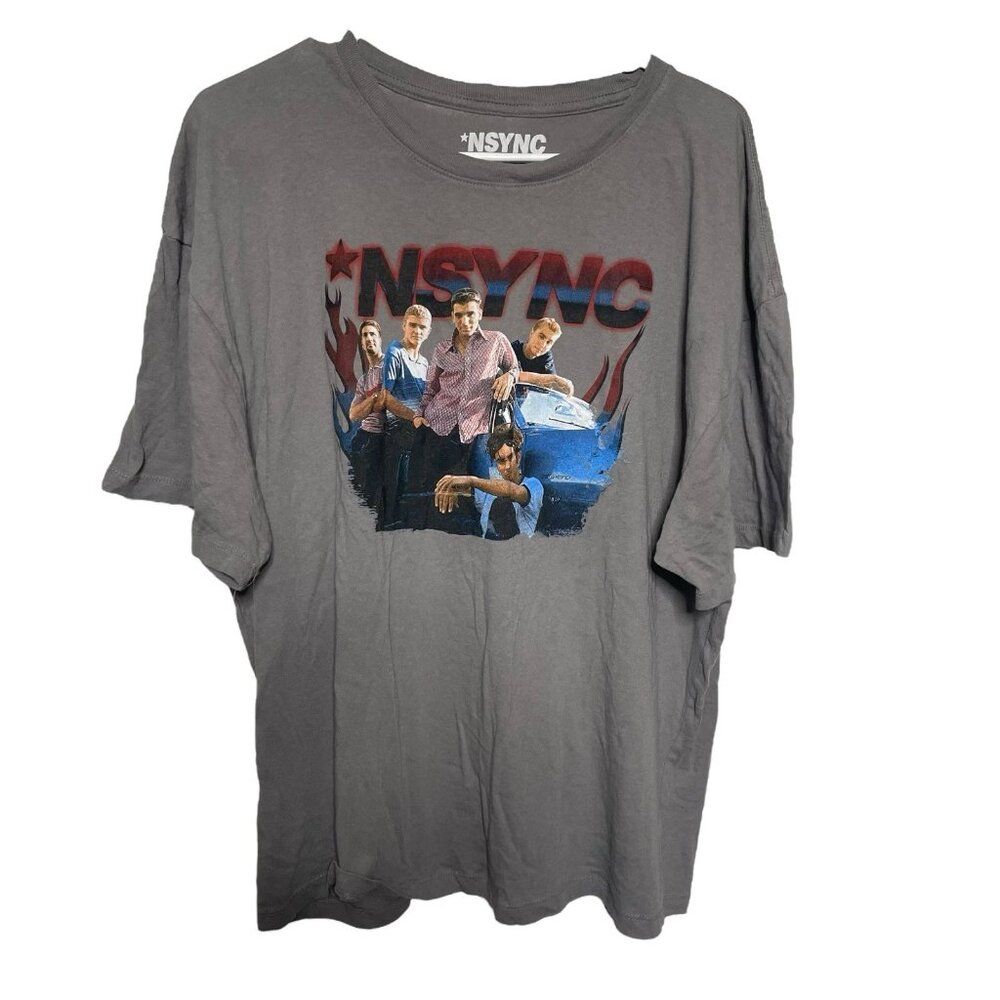 *NSYNC Graphic Tee Women’s XL T-Shirt Band Tee Pop Music Group Gray Y2K